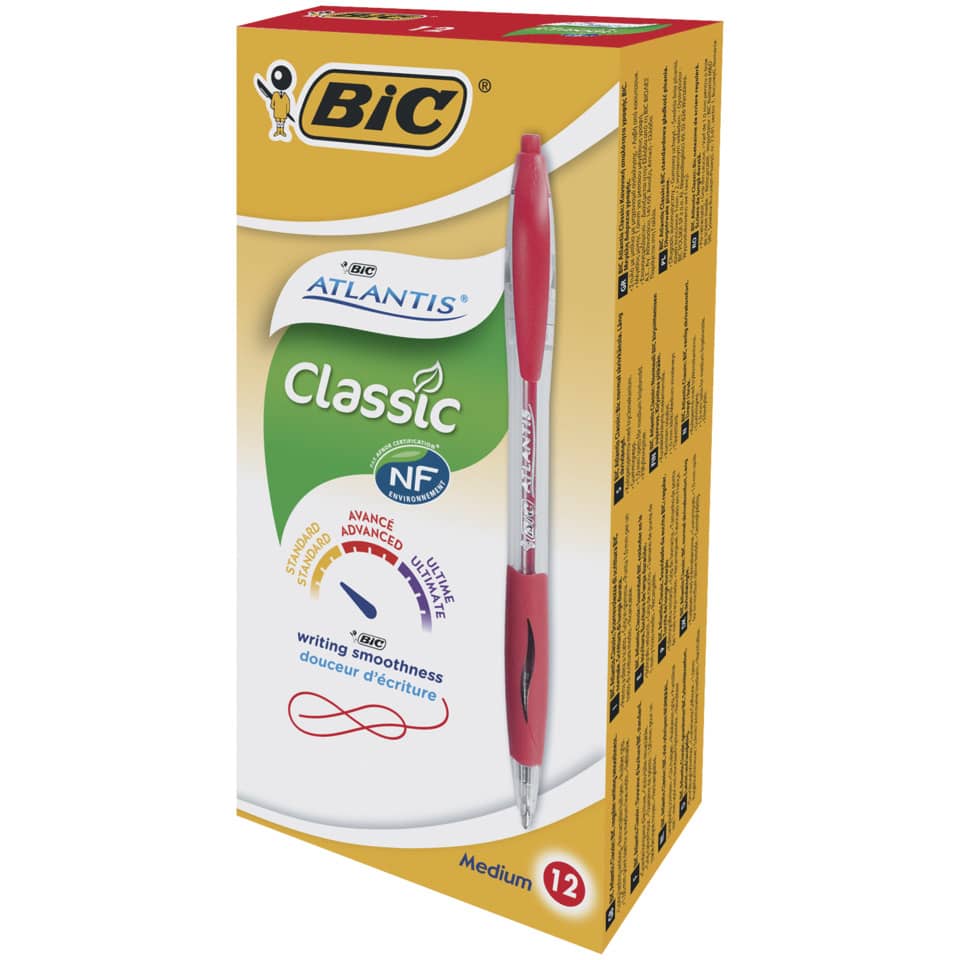 Penna a sfera a scatto BIC Atlantis Classic NF M 1 m rosso 8871331