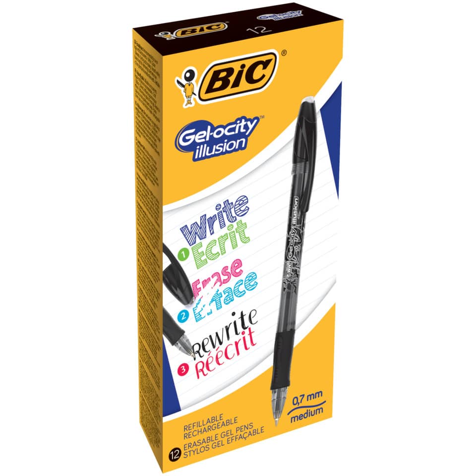 Penna gel cancellabili BIC Gel-ocity Illusion M 0,7 mm nero 943441