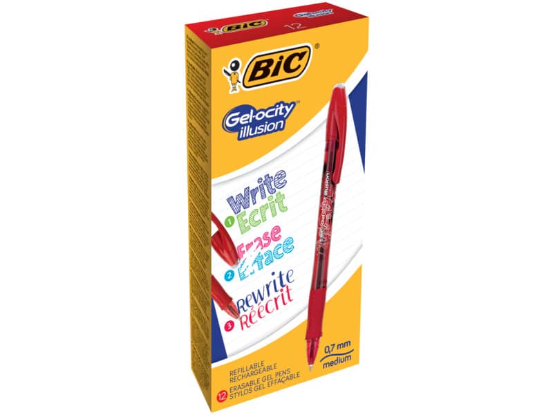 Penna gel cancellabili BIC Gel-ocity Illusion M 0,7 mm rosso 943442