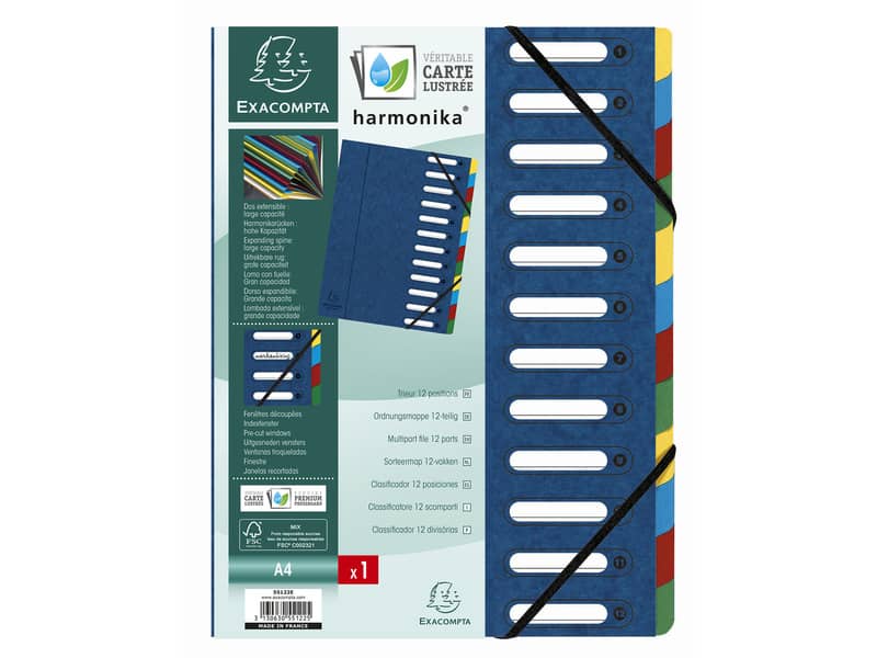 Classificatore Harmonika® 12 divisori - 24,5x32 cm blu 55122E