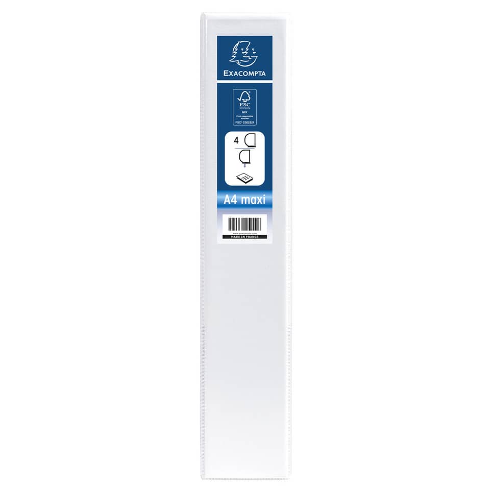Raccoglitore personalizzabile Exacompta A4 maxi Kreacover® bianco 4 anelli a D 40 mm - 51943E