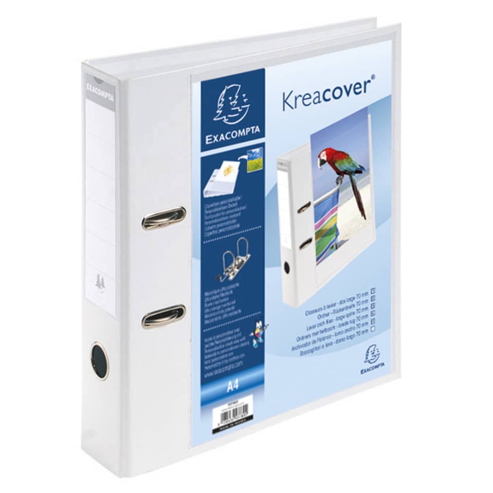 Raccoglitore a leva personalizzabile Exacompta Kreacover® bianco dorso 7 cm 53789E