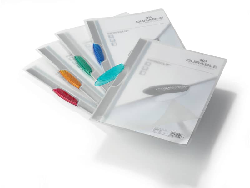 Cartelline con clip DURABLE SWINGCLIP® RETAIL PACK polipropilene flessibile A4 colori assortiti  conf. 5 - 228400