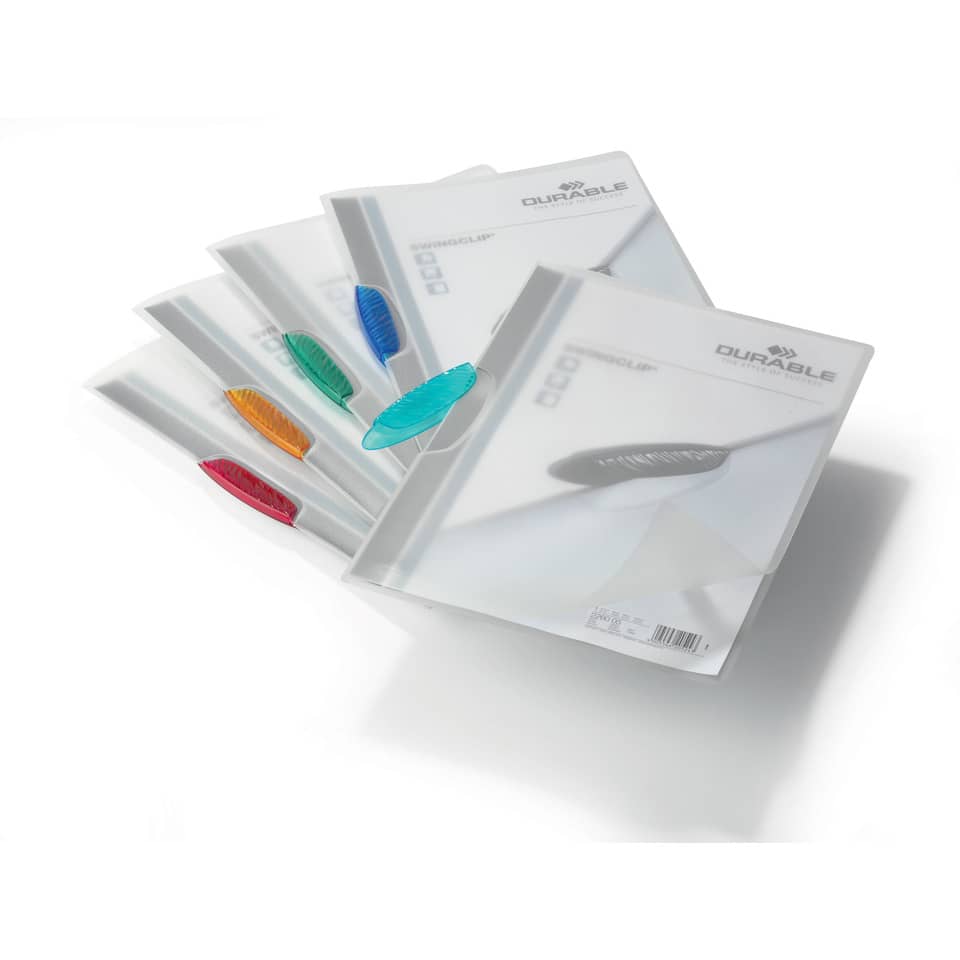 Cartelline con clip DURABLE SWINGCLIP® RETAIL PACK polipropilene flessibile A4 colori assortiti  conf. 5 - 228400
