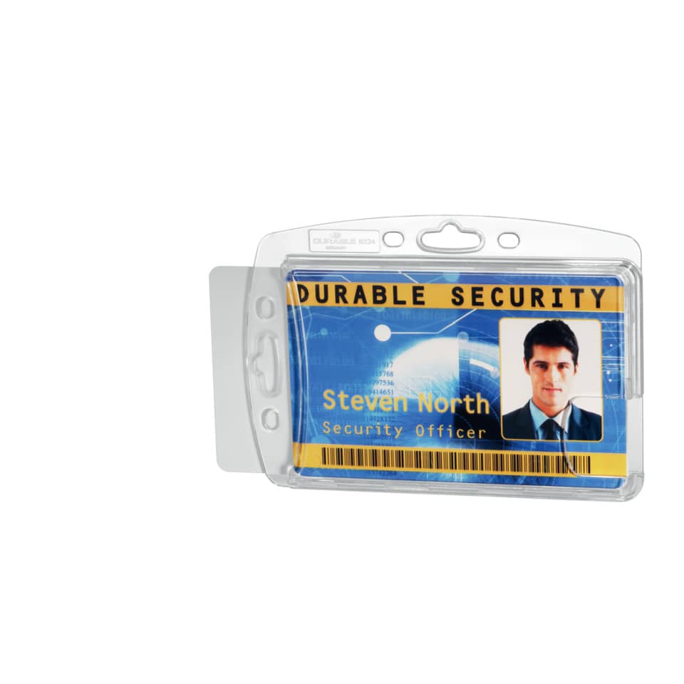 Portabadge rigido DURABLE DUO acrilico trasparente per 2 tessere magnetiche e pass  85x54 mm conf. 10 - 892419