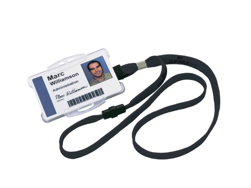 Cordoncino per portabadge DURABLE tessuto nero 10mm x 44cm  conf. 10 - 811901
