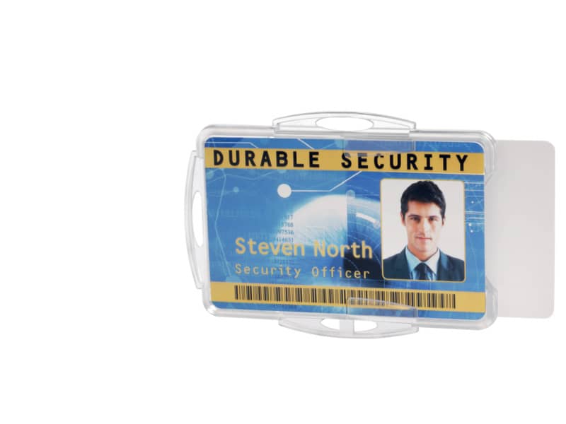 Portabadge DURABLE rigido fronte aperto polistirene trasparente 2 badge 54x87mm conf. 10 - 891919