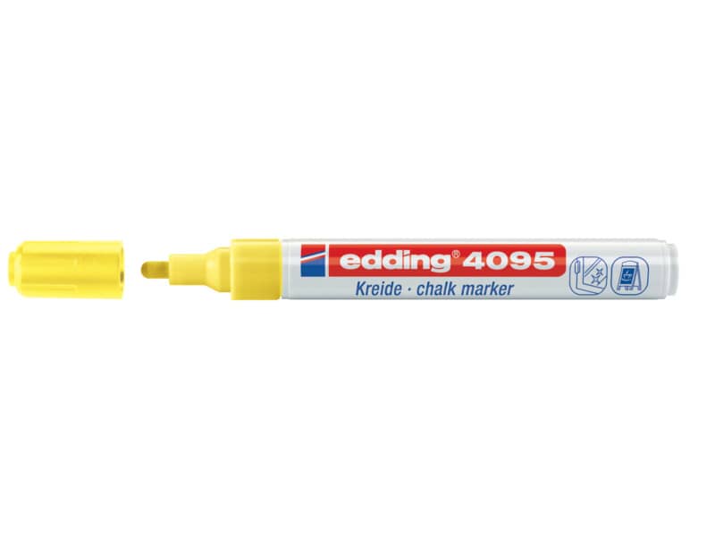 Marcatore a gesso liquido edding 4095 punta conica 2-3 mm giallo fluorescente 4-4095065