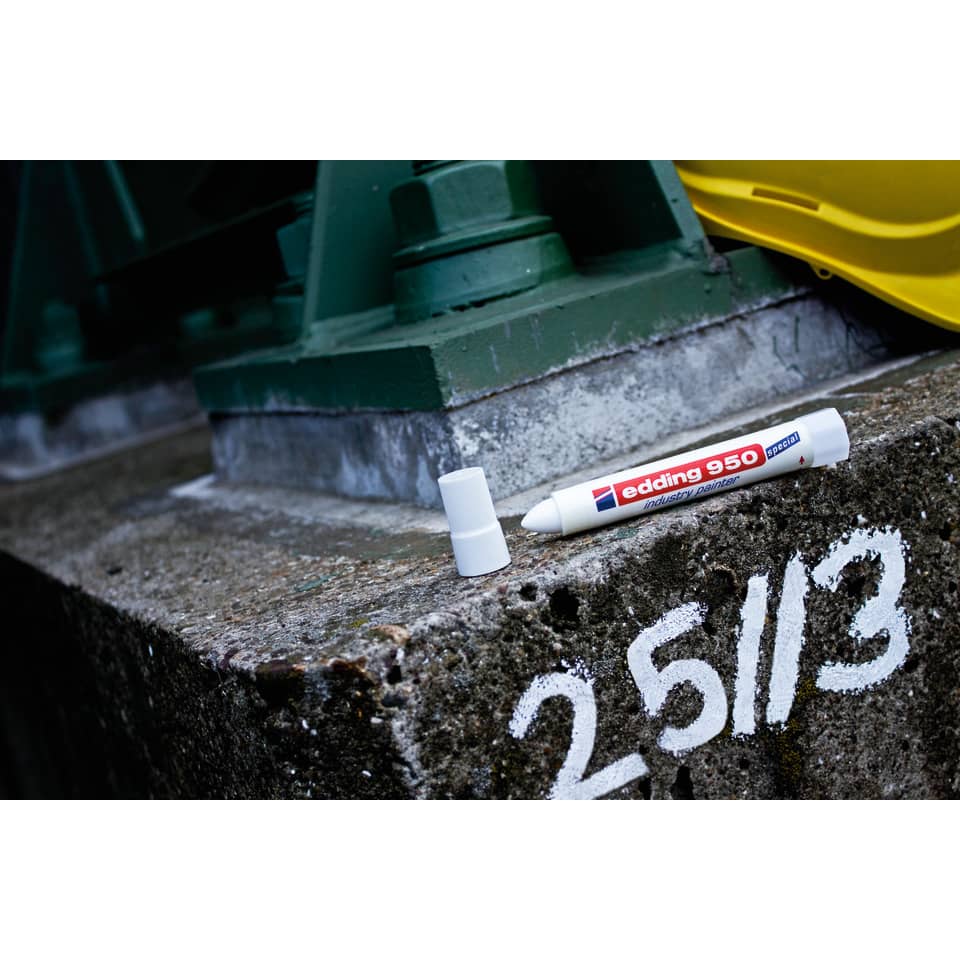 Marcatore a cera edding 950 punta conica 10 mm bianco 4-950049