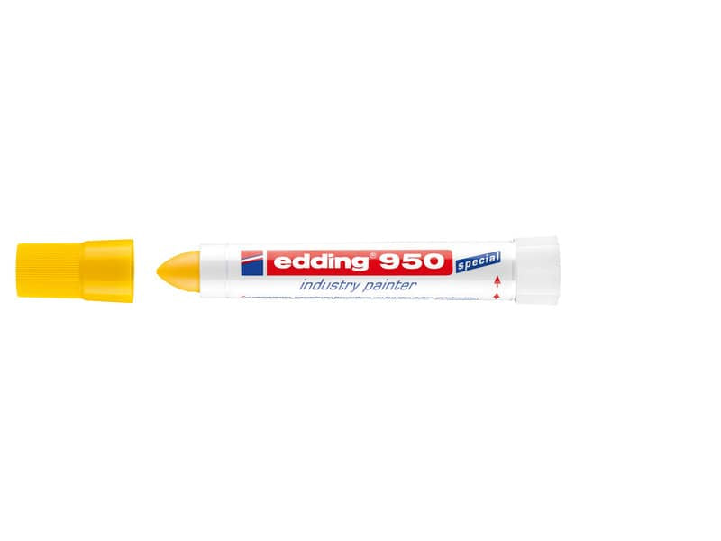 Marcatore a cera edding 950 punta conica 10 mm giallo 4-950005