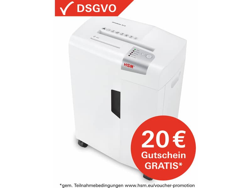 Distruggidocumenti uso moderato HSM SHREDSTAR X13 - P-4 - 23 L - taglio a frammenti 4x37 mm bianco/argento 1057121