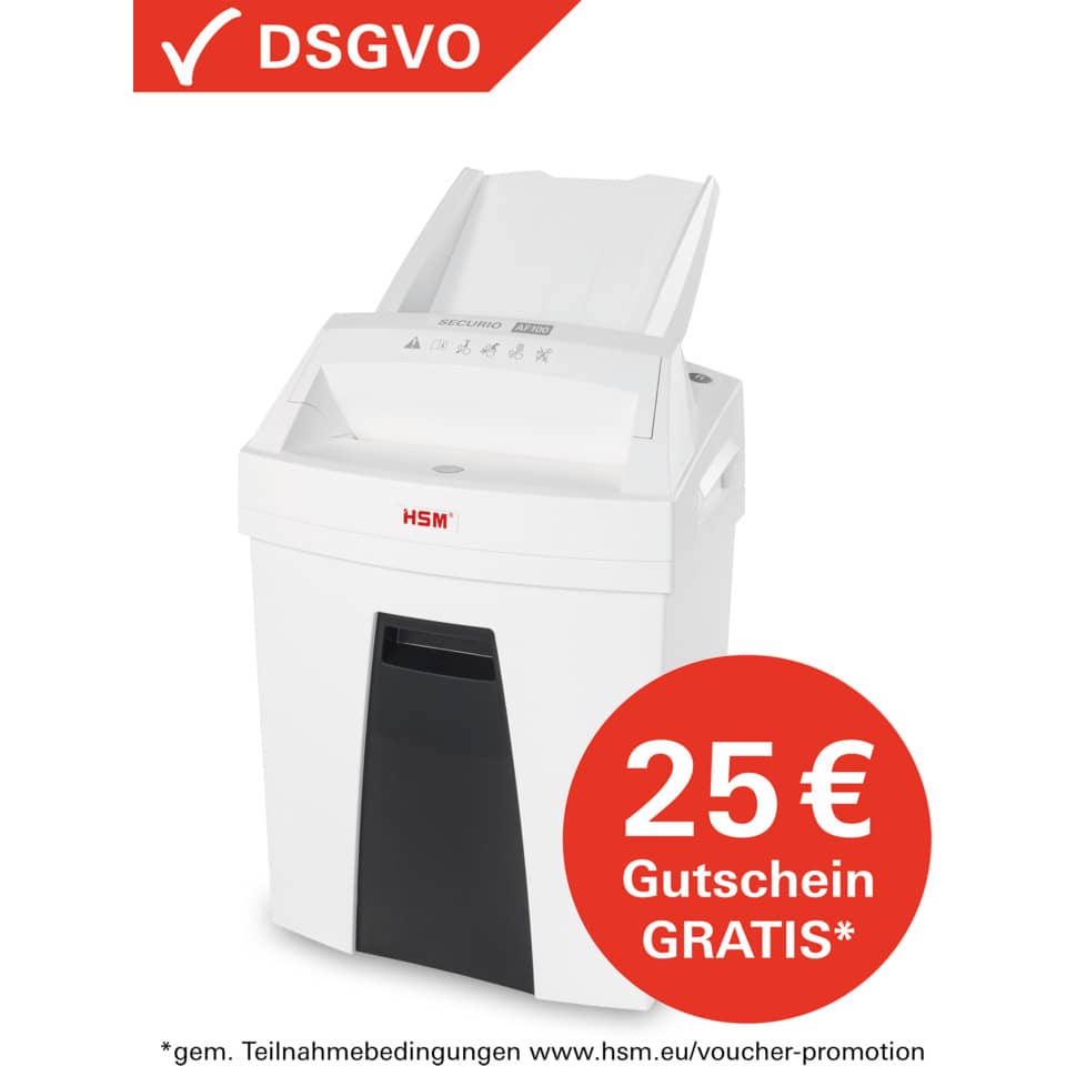 Distruggidocumenti uso frequente per alti volumi HSM SECURIO AF100 P-4 25 L taglio frammenti 4x25 mm bianco 2063111