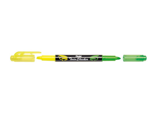 Evidenziatore Pentel Twin Checker a doppia punta 1-3 mm giallo-verde - SLW8-GK