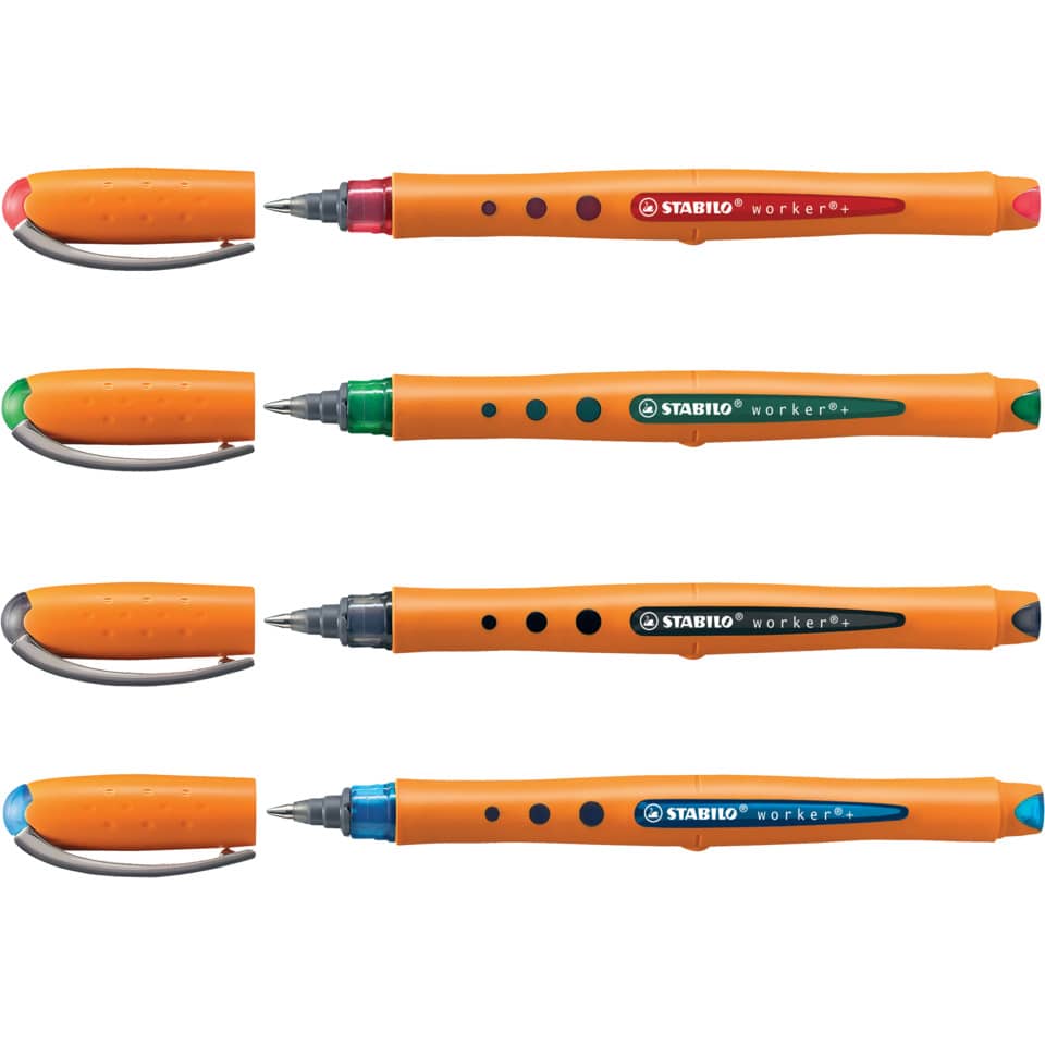 Roller Stabilo Worker 0,5 mm assortiti  confezione da 4 - 2018/4
