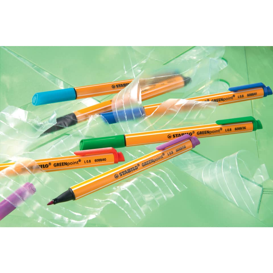 Penna con punta in fibra Stabilo GREENpoint 0,8 mm blu 6088/41