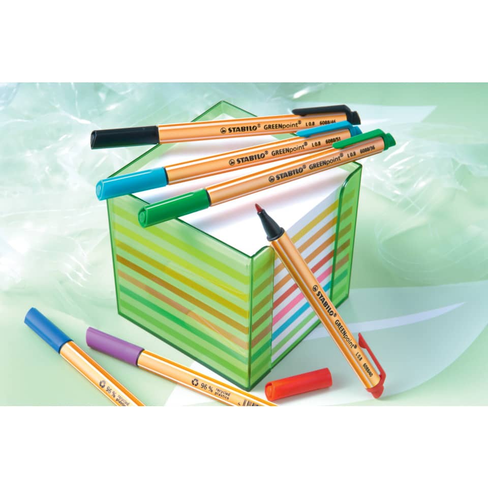 Penna con punta in fibra Stabilo GREENpoint 0,8 mm nero 6088/46