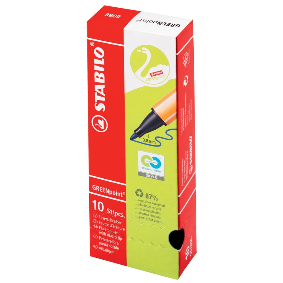 Penna con punta in fibra Stabilo GREENpoint 0,8 mm rosso 6088/40