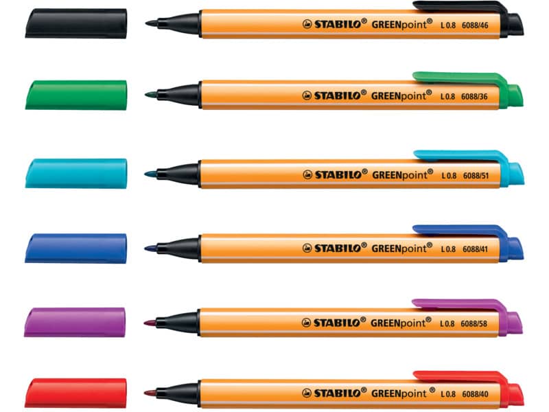 Penna con punta in fibra Stabilo GREENpoint 0,8 mm rosso 6088/40