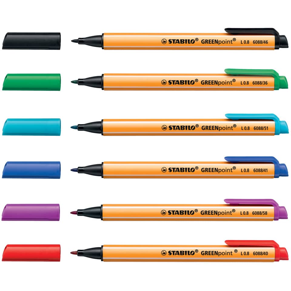 Penna con punta in fibra Stabilo GREENpoint 0,8 mm rosso 6088/40