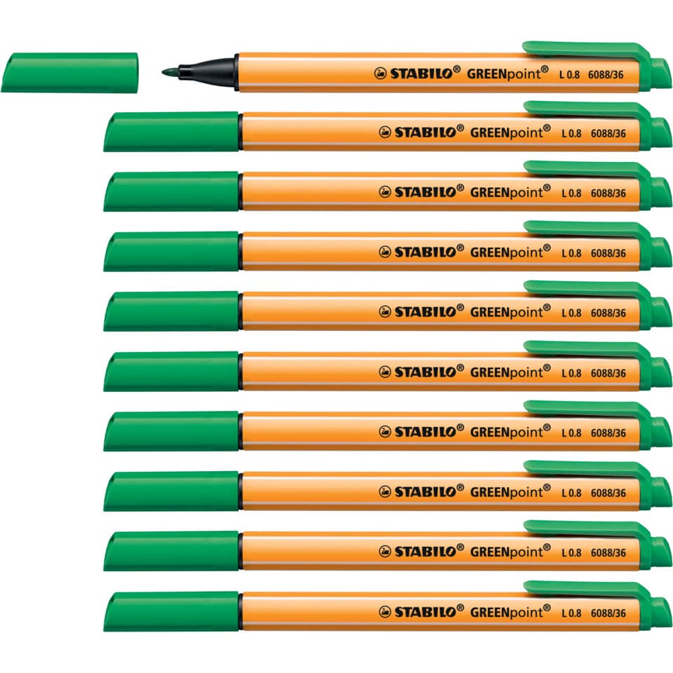 Penna con punta in fibra Stabilo GREENpoint 0,8 mm verde 6088/36