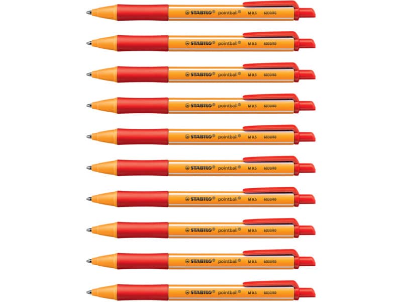 Penna a sfera a scatto Stabilo Pointball  0,5 mm rosso 6030/40
