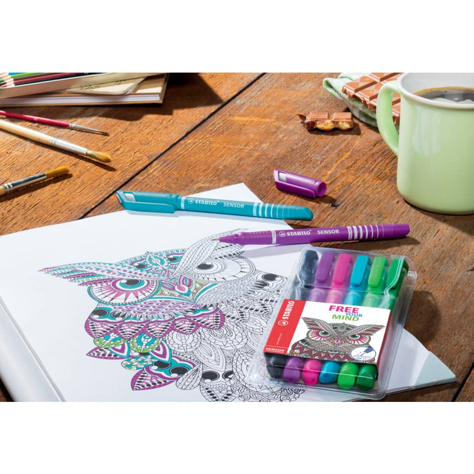 Fineliner Stabilo Sensor 0,3 mm assortiti confezione da 6 - 189/6-01