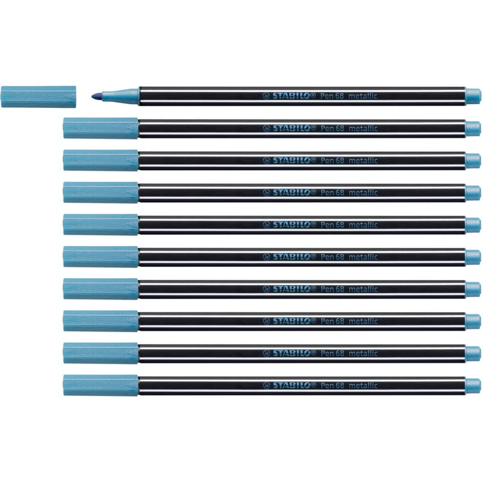 Pennarelli Stabilo Pen 68 metallic 1 mm  blu metallizzato - 68/841