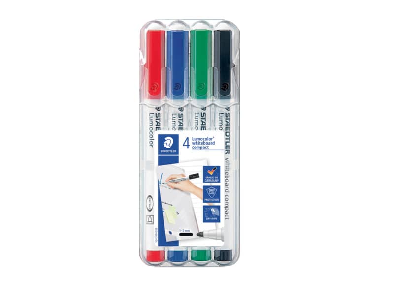 Marcatori per lavagne bianche Staedtler Lumocolor whiteboard compact 341 assortiti  astuccio da 4 pezzi - 341 WP4