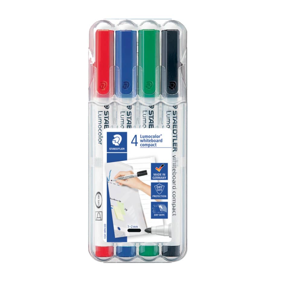 Marcatori per lavagne bianche Staedtler Lumocolor whiteboard compact 341 assortiti  astuccio da 4 pezzi - 341 WP4