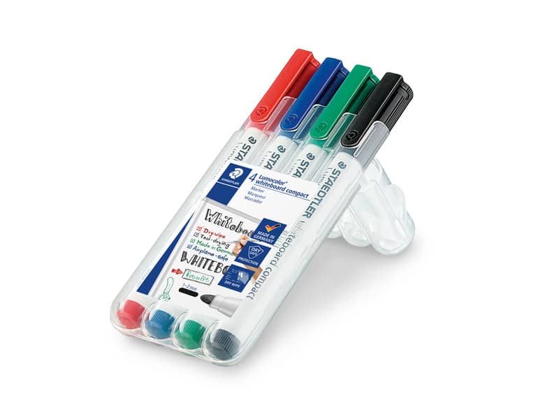 Marcatori per lavagne bianche Staedtler Lumocolor whiteboard compact 341 assortiti  astuccio da 4 pezzi - 341 WP4