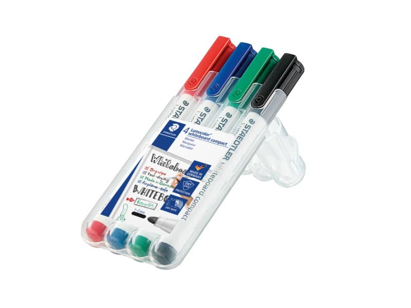 Marcatori per lavagne bianche Staedtler Lumocolor whiteboard compact 341 assortiti  astuccio da 4 pezzi - 341 WP4