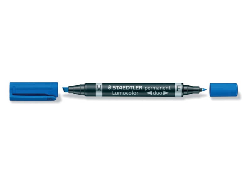 Marcatore doppia punta Staedtler Lumocolor permanent duo 348 0,6-1,5 mm blu - 348-3