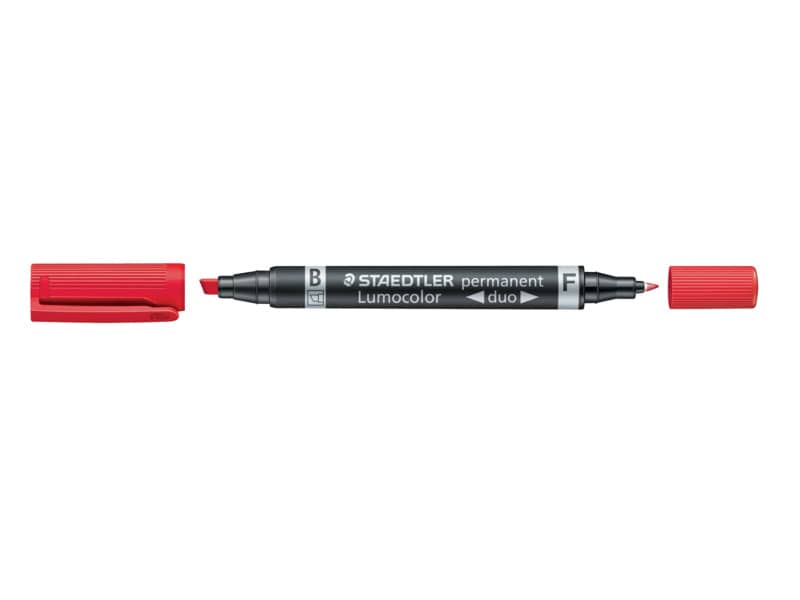 Marcatore doppia punta Staedtler Lumocolor permanent duo 348 0,6-1,5 mm rosso - 348-2