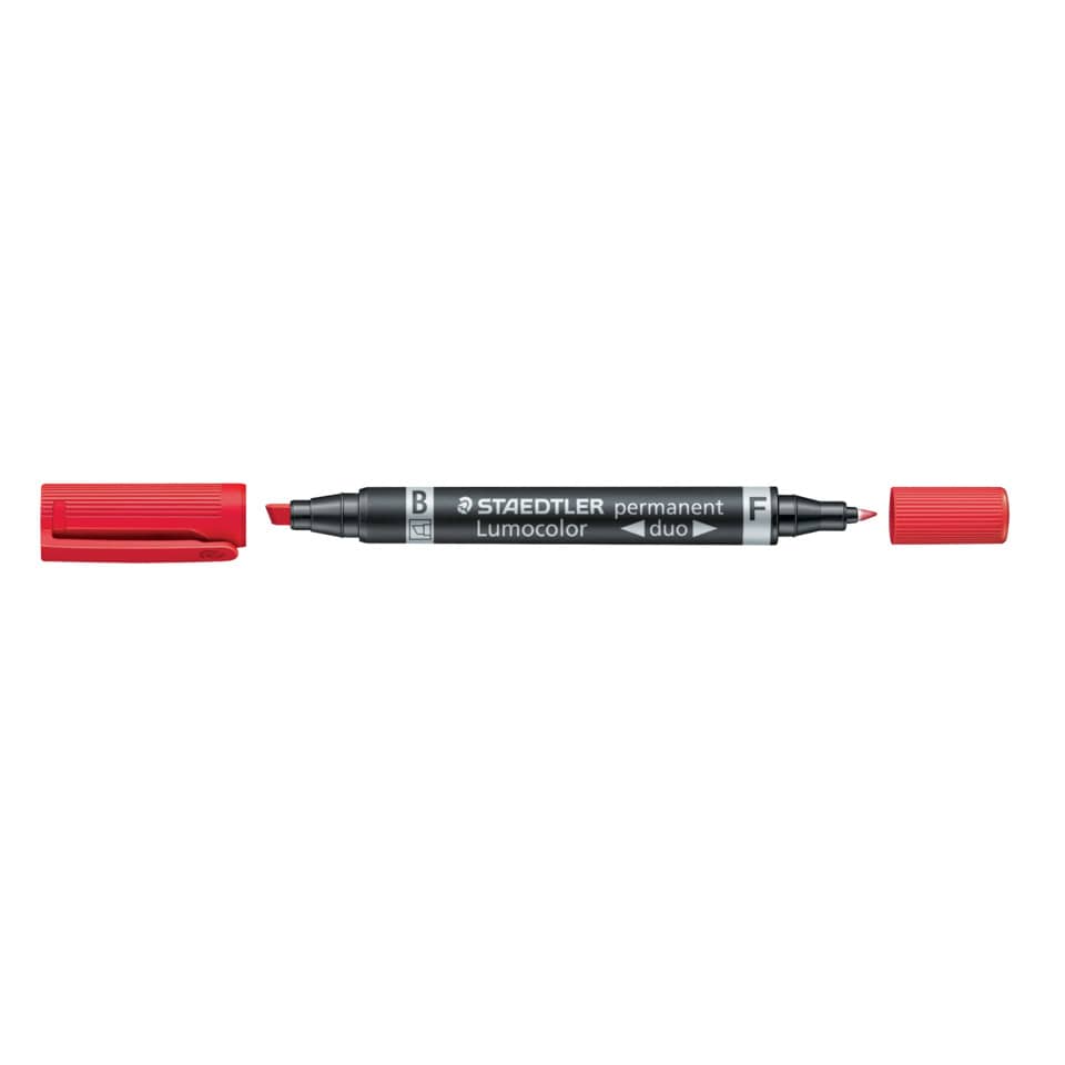 Marcatore doppia punta Staedtler Lumocolor permanent duo 348 0,6-1,5 mm rosso - 348-2