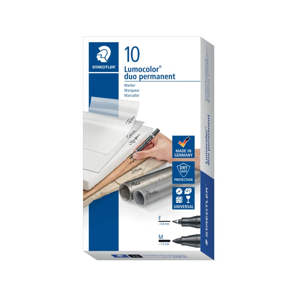 Marcatore doppia punta Staedtler Lumocolor permanent duo 348 0,6-1,5 mm nero - 348-9