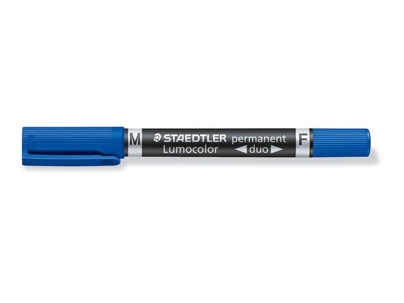Marcatore doppia punta Staedtler Lumocolor permanent duo 348 0,6-1,5 mm blu - 348-3