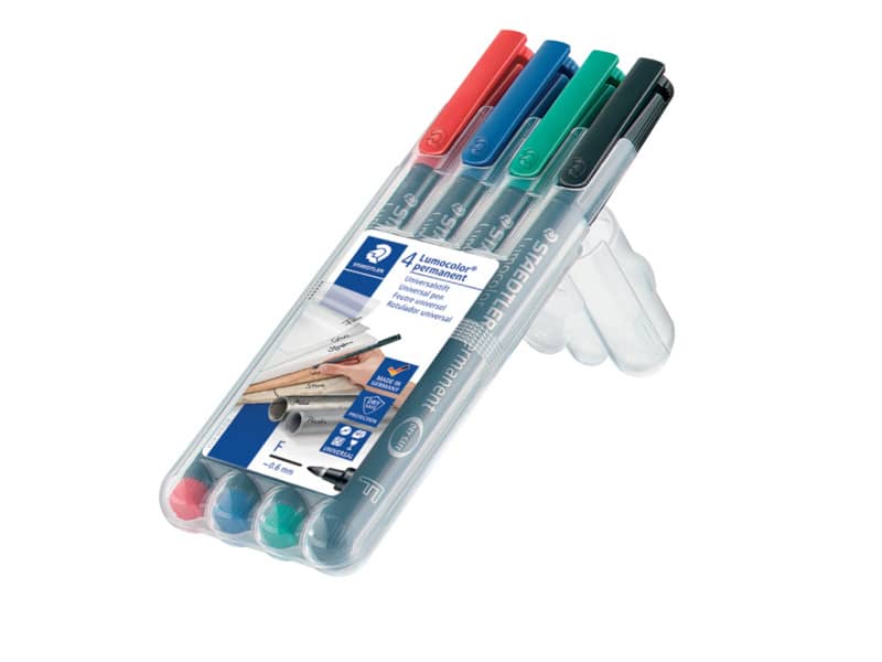 Penne a punta sintetica Staedtler Lumocolor permanent pen 318 F assortiti astuccio da 4 pezzi - 318 WP4