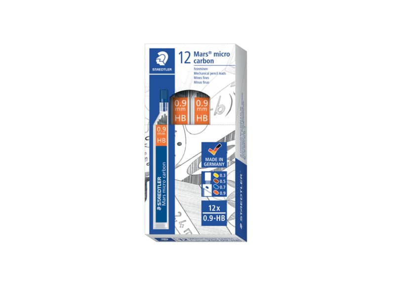 Mine sottili Staedtler Mars micro carbon 250 HB 0,9 mm confezione da 12 pezzi - 250 09-HB