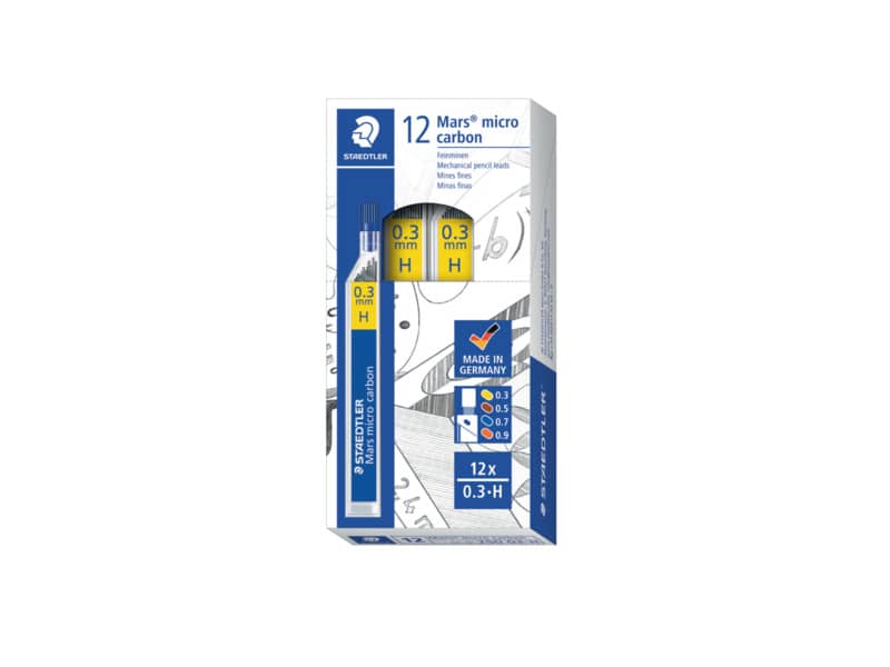Mine sottili Staedtler Mars micro carbon 250 2H 0,3 mm confezione da 12 pezzi - 250 03-2H