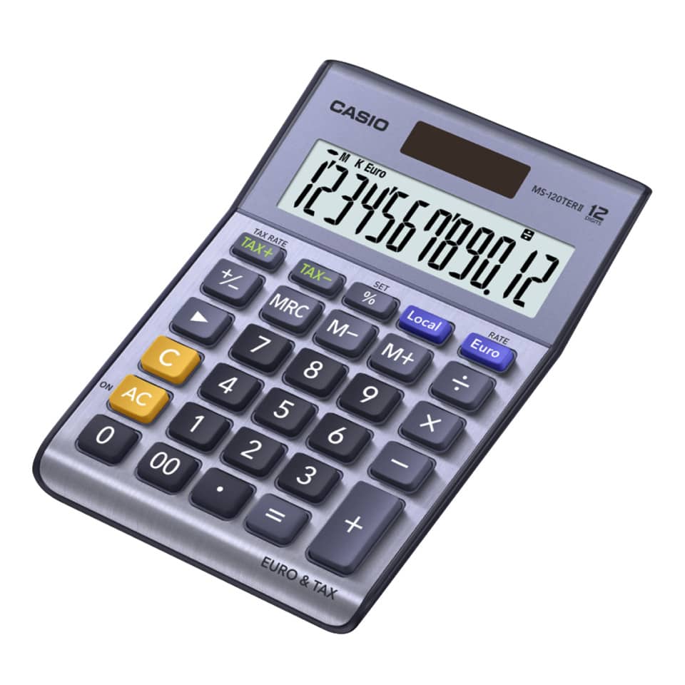 Calcolatrici da tavolo CASIO Extra Big LC solare e batteria display 12 cifre blu - MS-120TER II