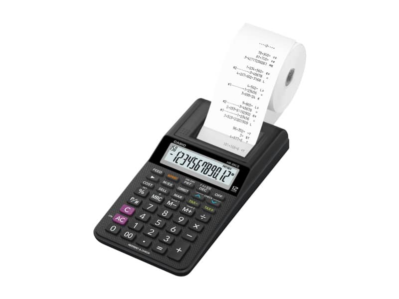 Mini calcolatrice scrivente HR-8RCE-WE con batteria, adattatore AC opzionale bianco - HR-8RCE-WE-W-EC