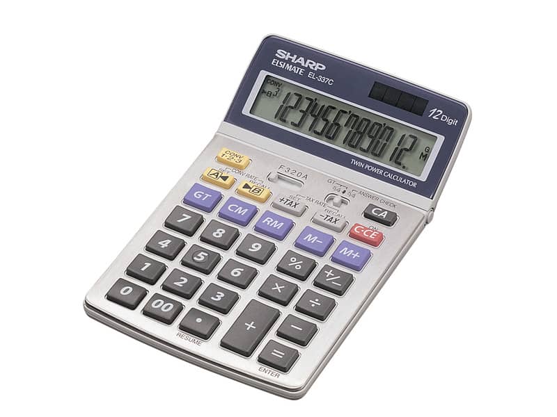 Calcolatrice da tavolo a energia solare SHARP con display LCD mobile a 12 cifre grigio - SH-EL337C