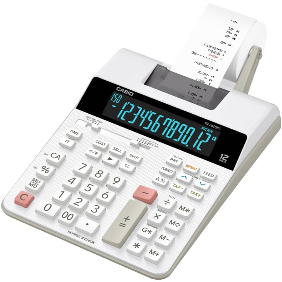 Calcolatrice scrivente Casio FR-2650RC semi-professionale con alimentazione AC bianco - FR-2650RC