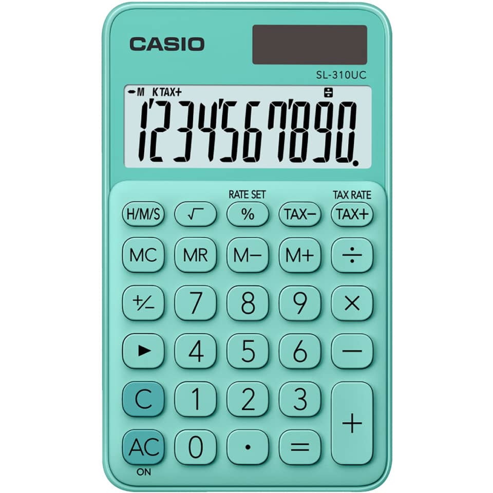 Calcolatrice scientifica CASIO tascabile 10 cifre - solare e batteria Verde - SL-310UC-GN-W-EC