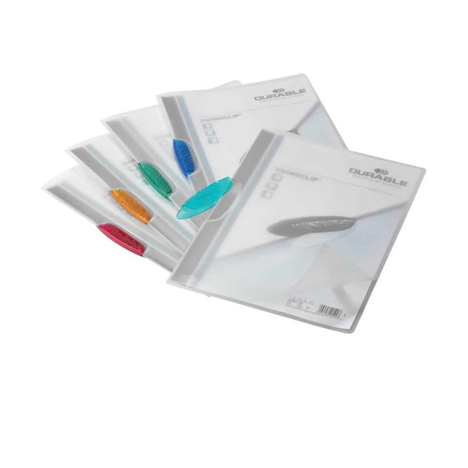 Cartelline con clip DURABLE SWINGCLIP® RETAIL PACK polipropilene flessibile A4 colori assortiti  conf. 5 - 228400
