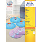 Etichette per CD AVERY finitura coprente Ø 117 mm - 2 et/foglio - per Laser - bianche - conf. 100 fogli - L7676-100