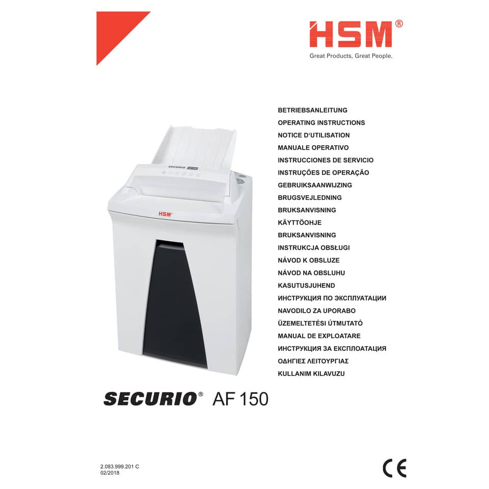 Distruggidocumenti uso frequente HSM SECURIO AF150 P-6 34 L - taglio a microframmenti 0,78x11 mm bianco 2085111