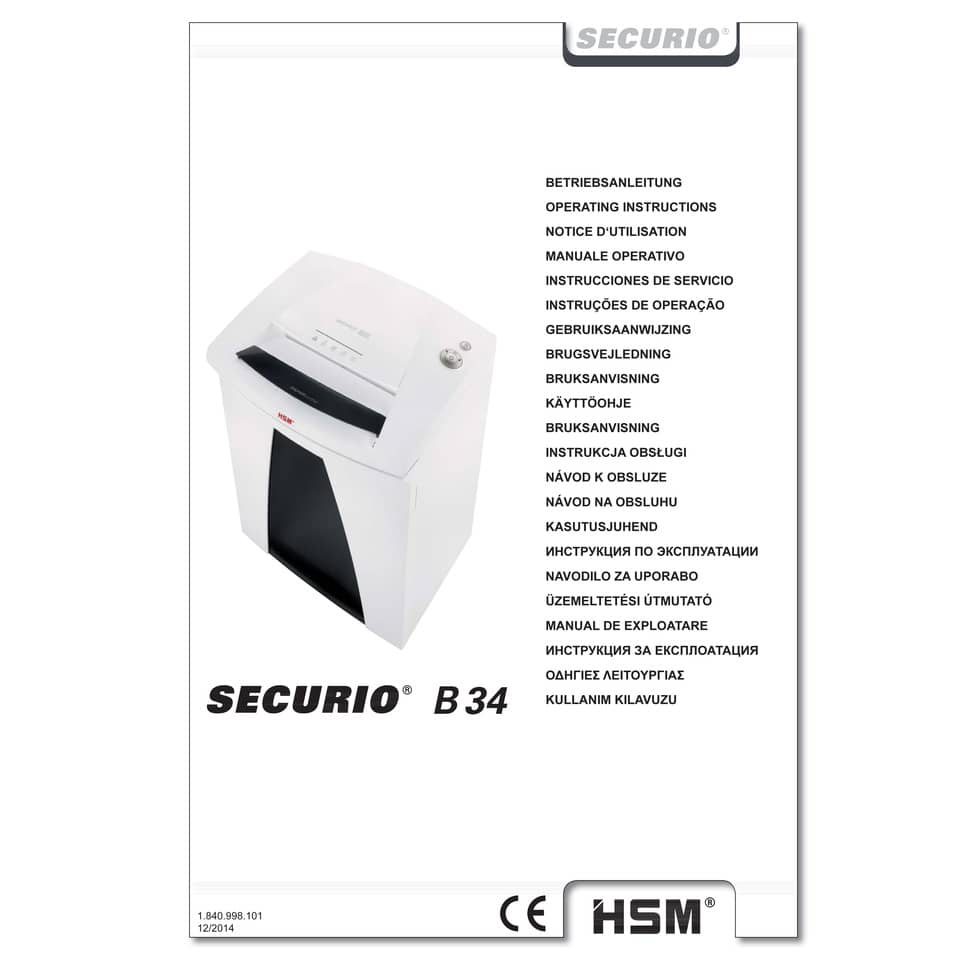 Distruggidocumenti uso moderato HSM SECURIO B34 - P-4 - 100 L - taglio a frammenti 4,5x30 mm - 1843111