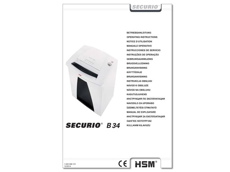 Distruggidocumenti uso moderato HSM SECURIO B34 - P-4 - 100 L - taglio a frammenti 4,5x30 mm - 1843111