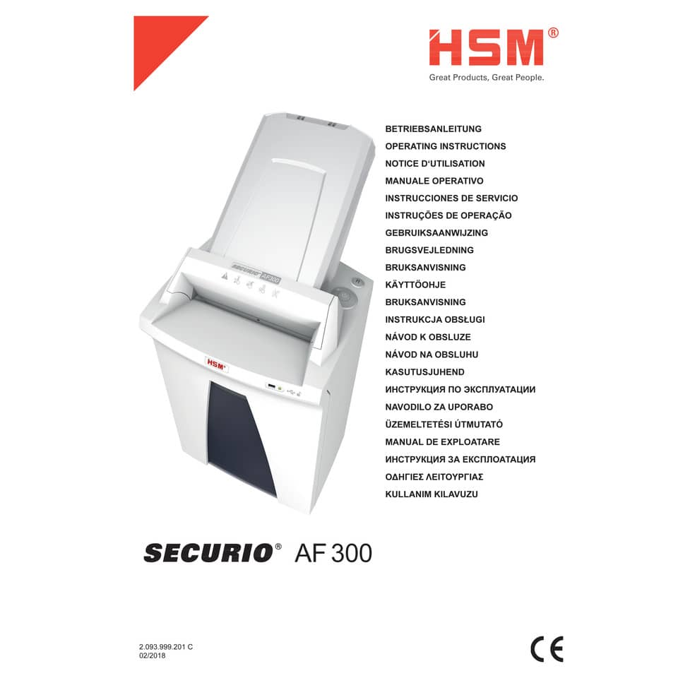 Distruggidocumenti uso frequente HSM SECURIO AF300 P-4 35 L - taglio a frammenti 4,5x30 mm - 2113111